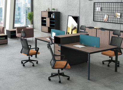 Desk workstation table 4 workstations counter wood tables office